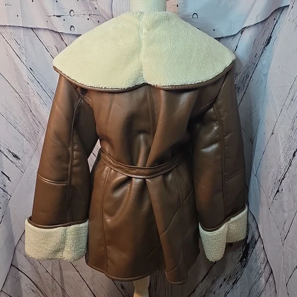 WeWoreWhat Brown and Cream Teddy Jacket In Medium As Is - Picture 5 of 7